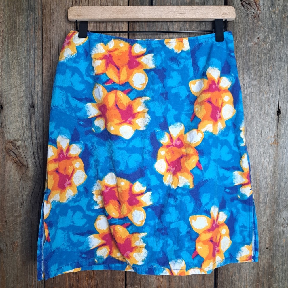90's Y2k Surf Flower Power Skater Retro Hawaiian Sideout Mini Skirt Women XS 2-4